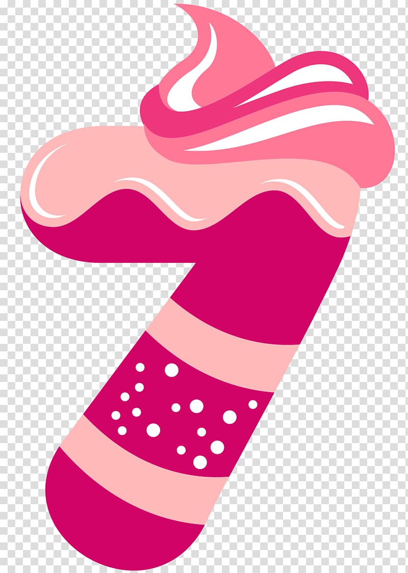 Pink candy illustration, , Sweet Number Seven transparent background.