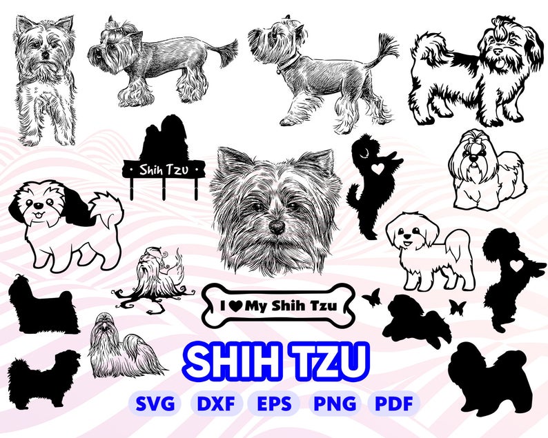 SHIH TZU SVG, dog svg, shih tzu clipart, shih tzu silhouette svg, svg for  cricut, svg designs, bundle, monogram, dog love svg, dxf, vector.