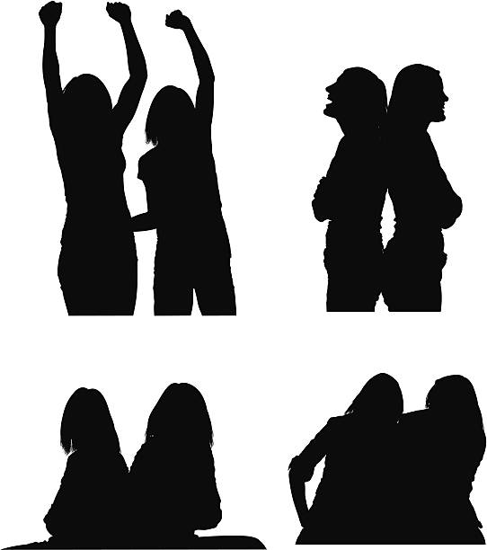 Download clipart silhouette friends sitting from back 20 free ...