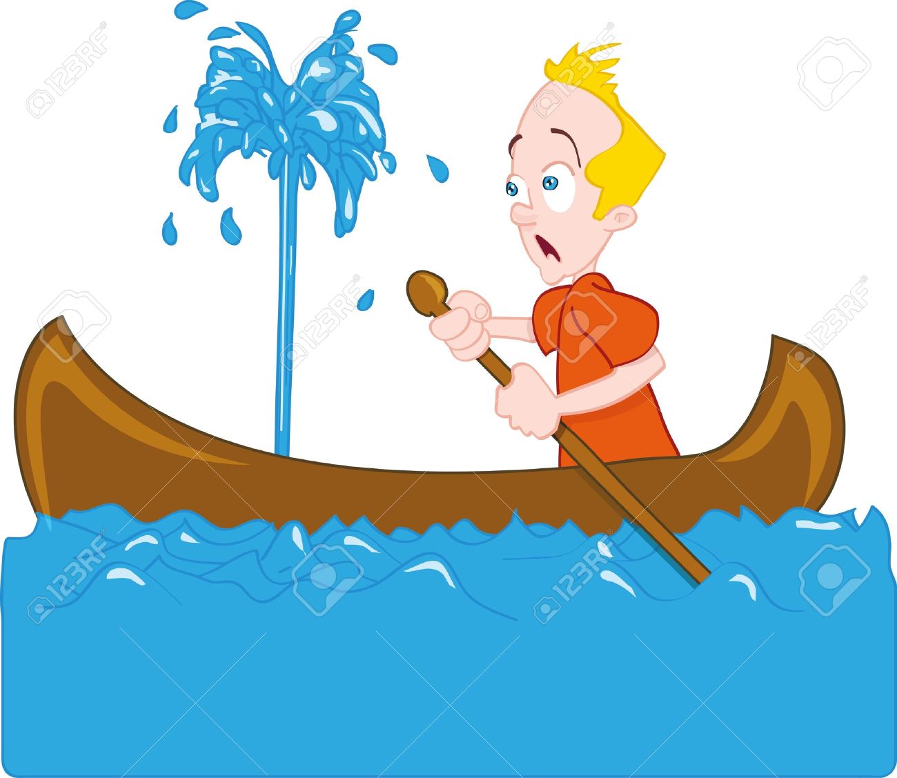 Man And Women In A Sinking Boat Clipart.