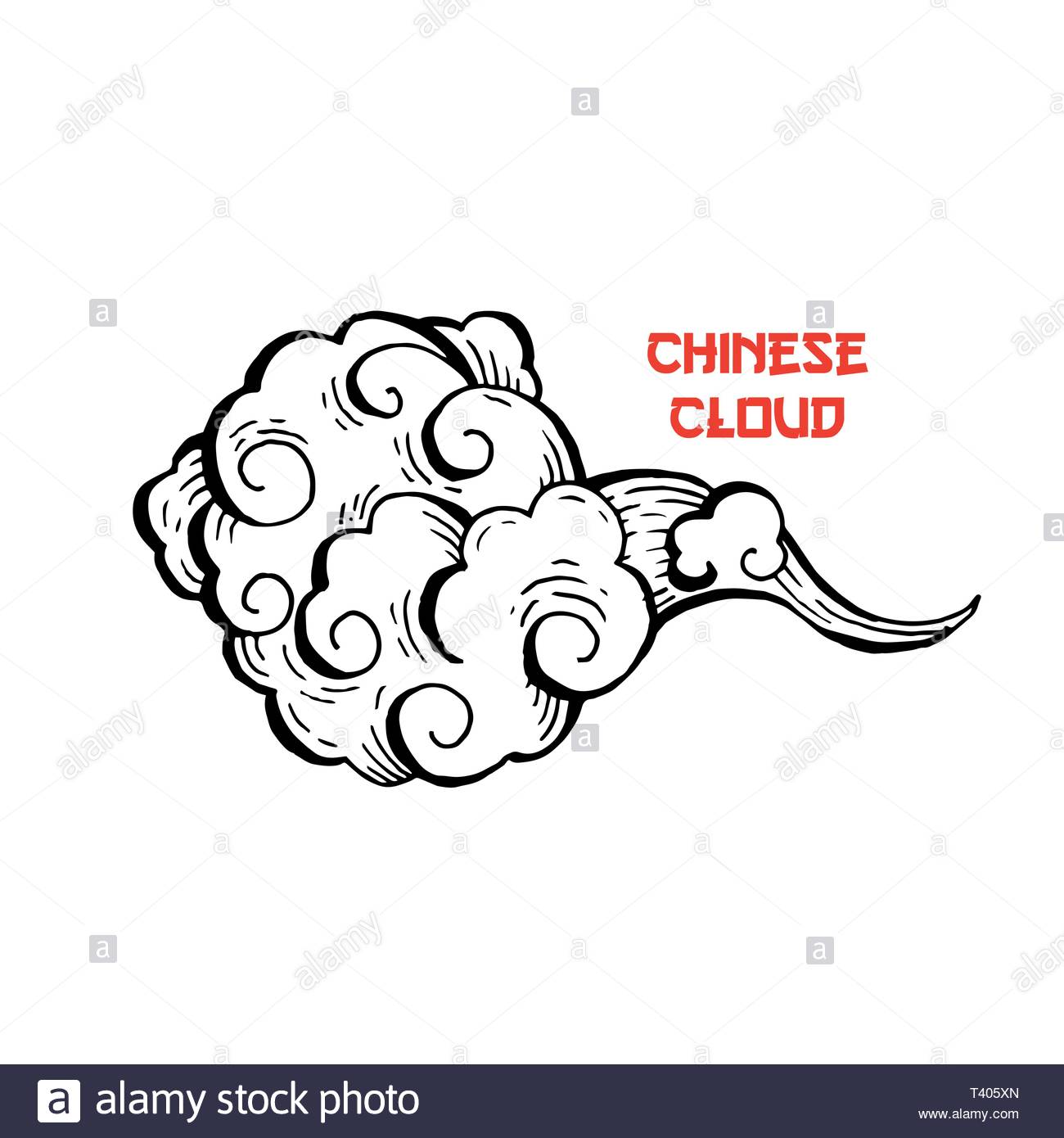 Clouds hand drawn vector illustration. Overcloud ink pen sketch.