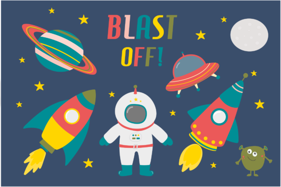 Blast off! space clipart.