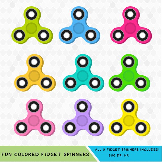 Fidget Spinners Clipart, Fidget Spinner Clip Art, Rainbow.