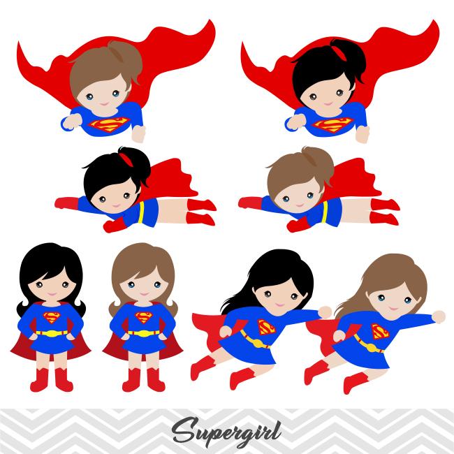 Super Woman Digital Clip Art, Superman Clipart, Supergirl Clipart, 0187.