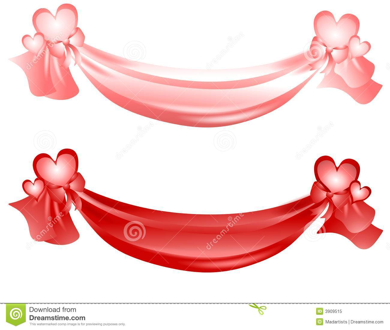 Valentine's Day Swag Ribbons And Bows Stock Illustration.