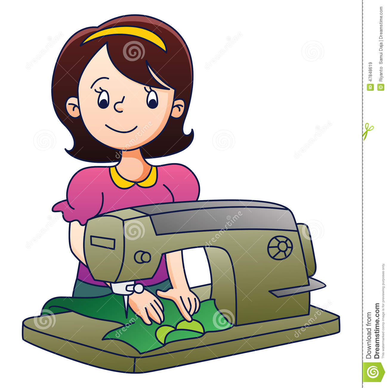 Tailor With Sewing Machine Clipart.