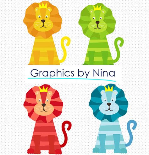 INSTANT DOWNLOAD Colorful Lion Clipart Scrapbook for.