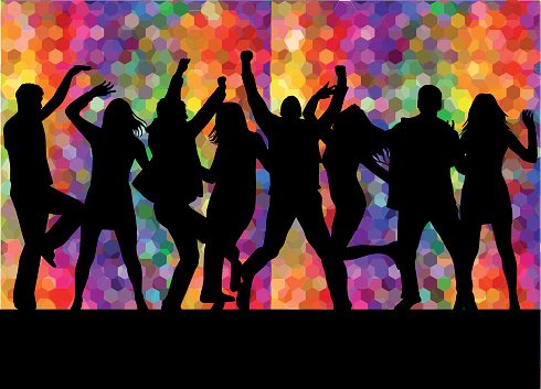 Tanzende Menschen Silhouetten. Clipart Image.