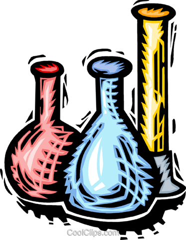 test tubes, beakers and flasks Royalty Free Vector Clip Art.