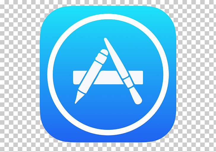 Blue computer icon area text, App store, App Store.