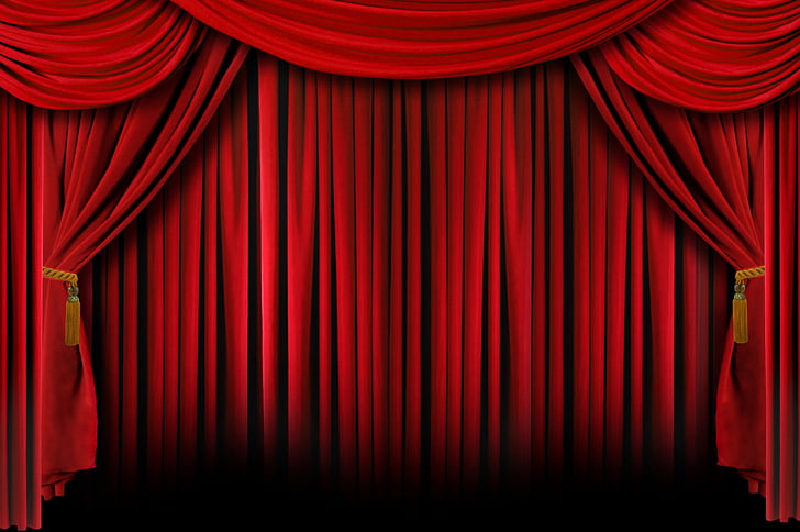 Light Theater drapes and stage curtains Red , Movie Theatre.