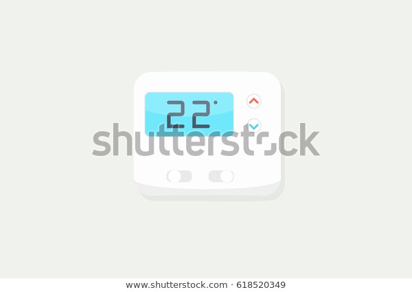 Digital Thermostat Temperature Control Clipart Isolated Stock Vector.