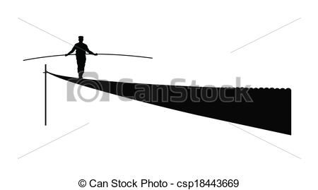 Clip Art Vector of tightrope walker over white csp18443669.