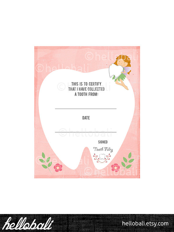 Tooth Fairy Certificate Clip art Scrapbook Illustration.