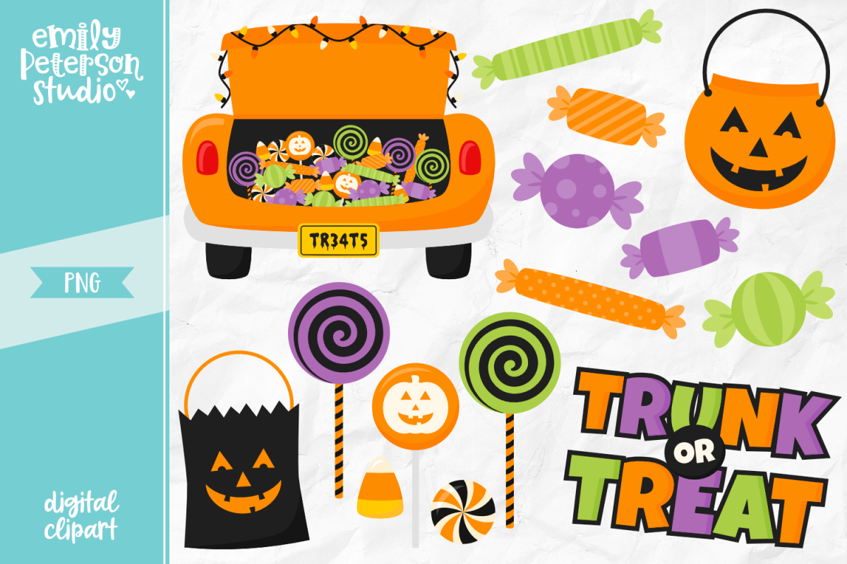 Trunk or Treat Clipart Illustration PNG.