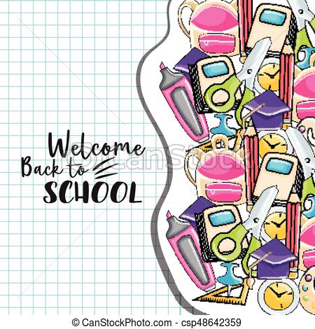 Welcome back to school doodle clip art.