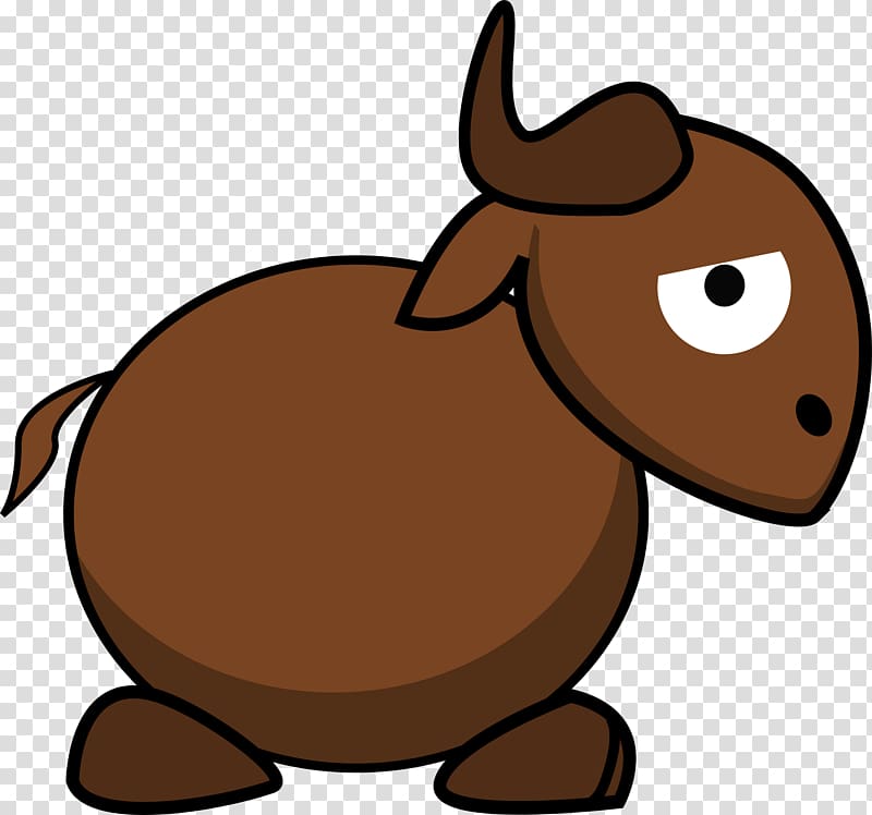 Wildebeest GNU Cartoon , funny transparent background PNG.