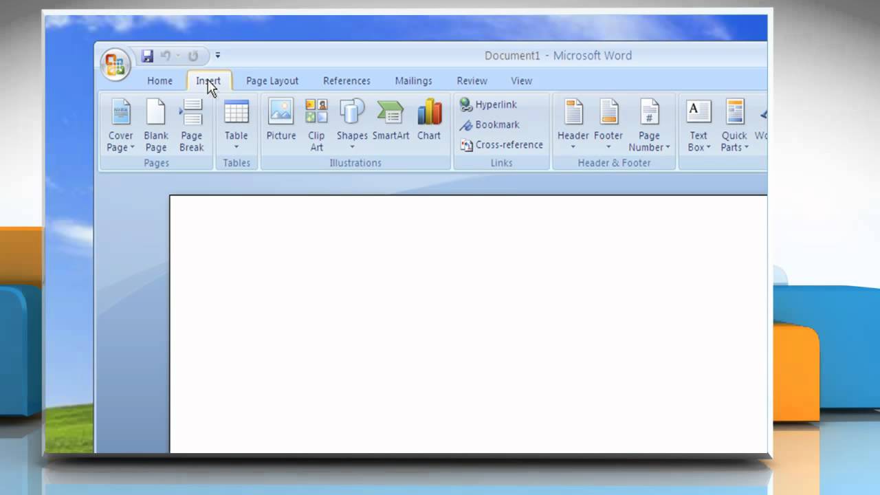 Microsoft® Word 2007: How to insert a clipart in Windows® XP.