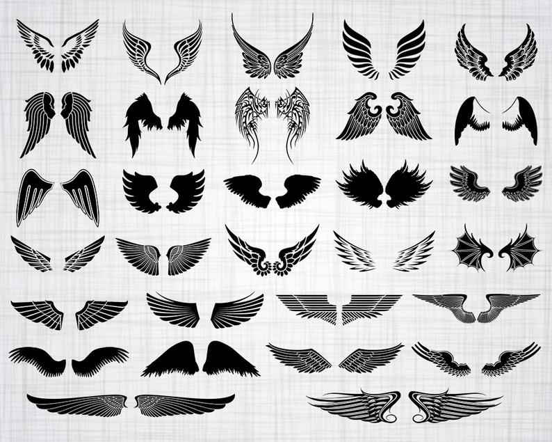 Wings SVG Bundle, Wing SVG, Wings Svg, Wings Clipart, Wings Cut Files For  Silhouette, Wings Files for Cricut, Vector, Wings Dxf, Png, Design.
