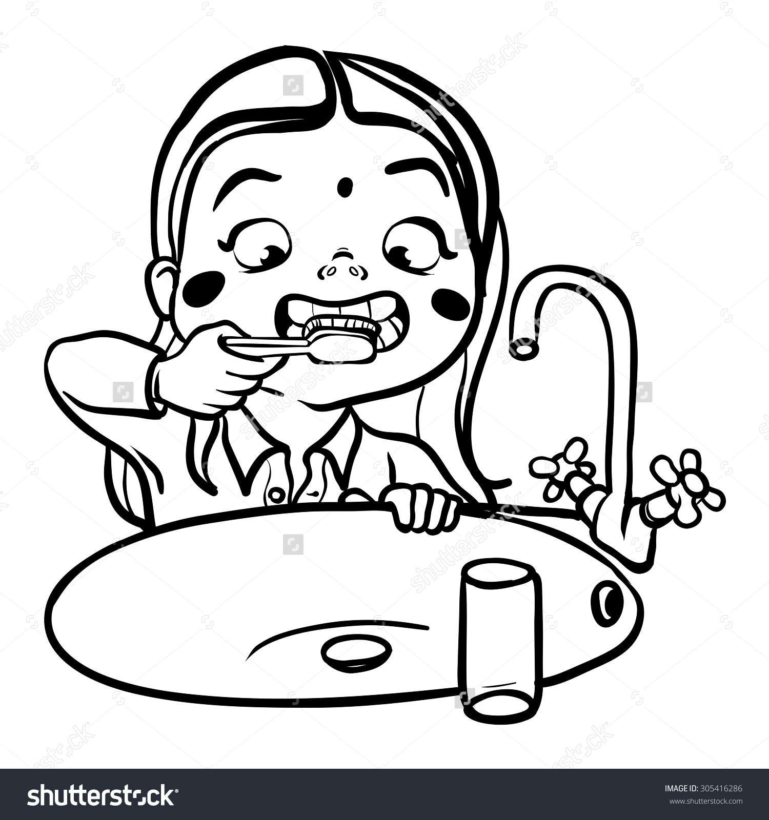 clipart woman brush teeth black 20 free Cliparts | Download images on - Brush Your Teeth Clipart Black And White