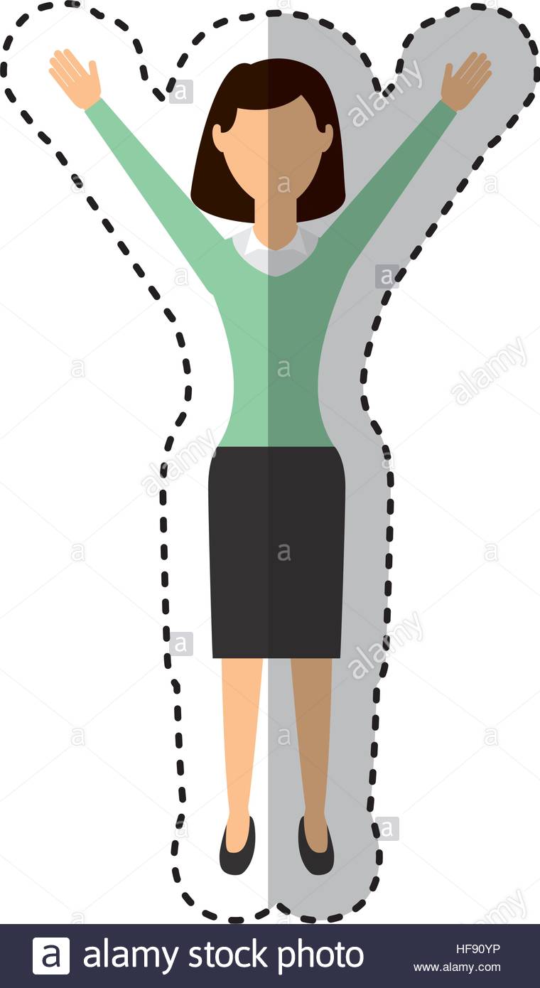 businesswoman avatar with hands up vector illustration design.