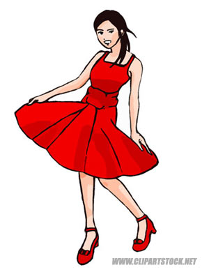 Woman in dress clipart.