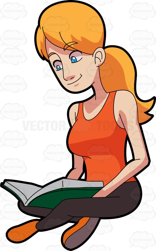 Woman Reading Book Clipart.
