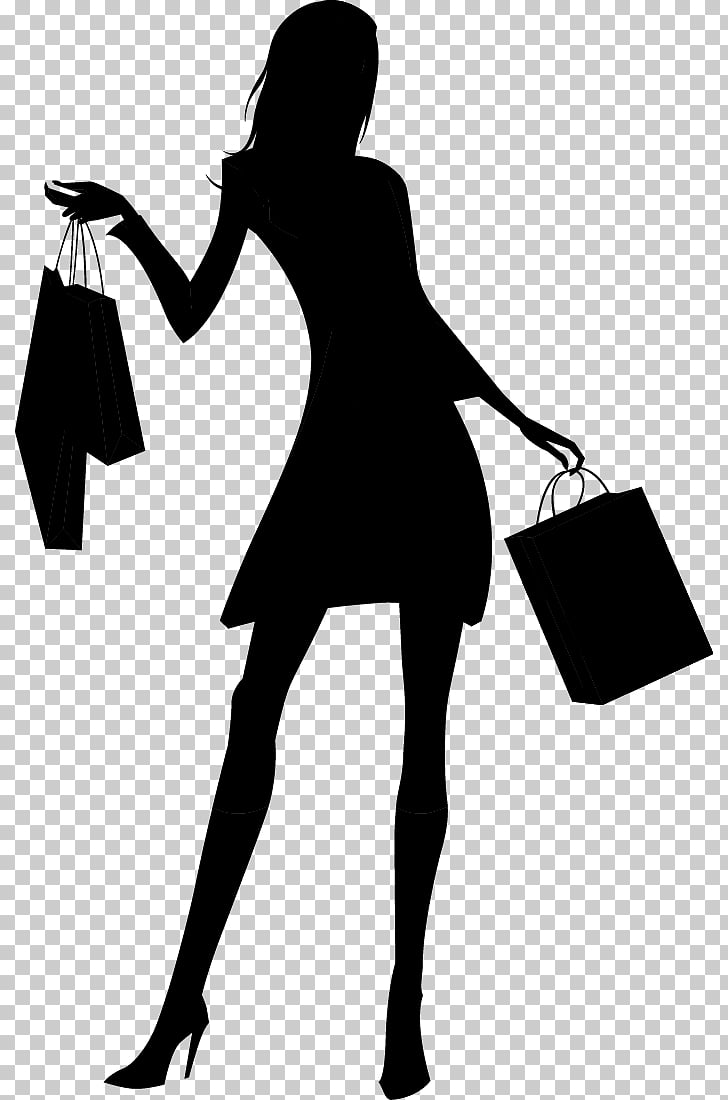 Silhouette Woman Shopping, Fashion shopping girl silhouette.