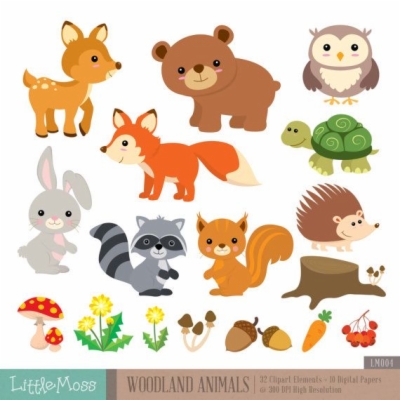 woodland creatures , Free clipart download.