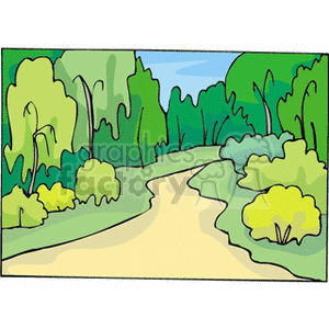 trail through the woods clipart. Royalty.