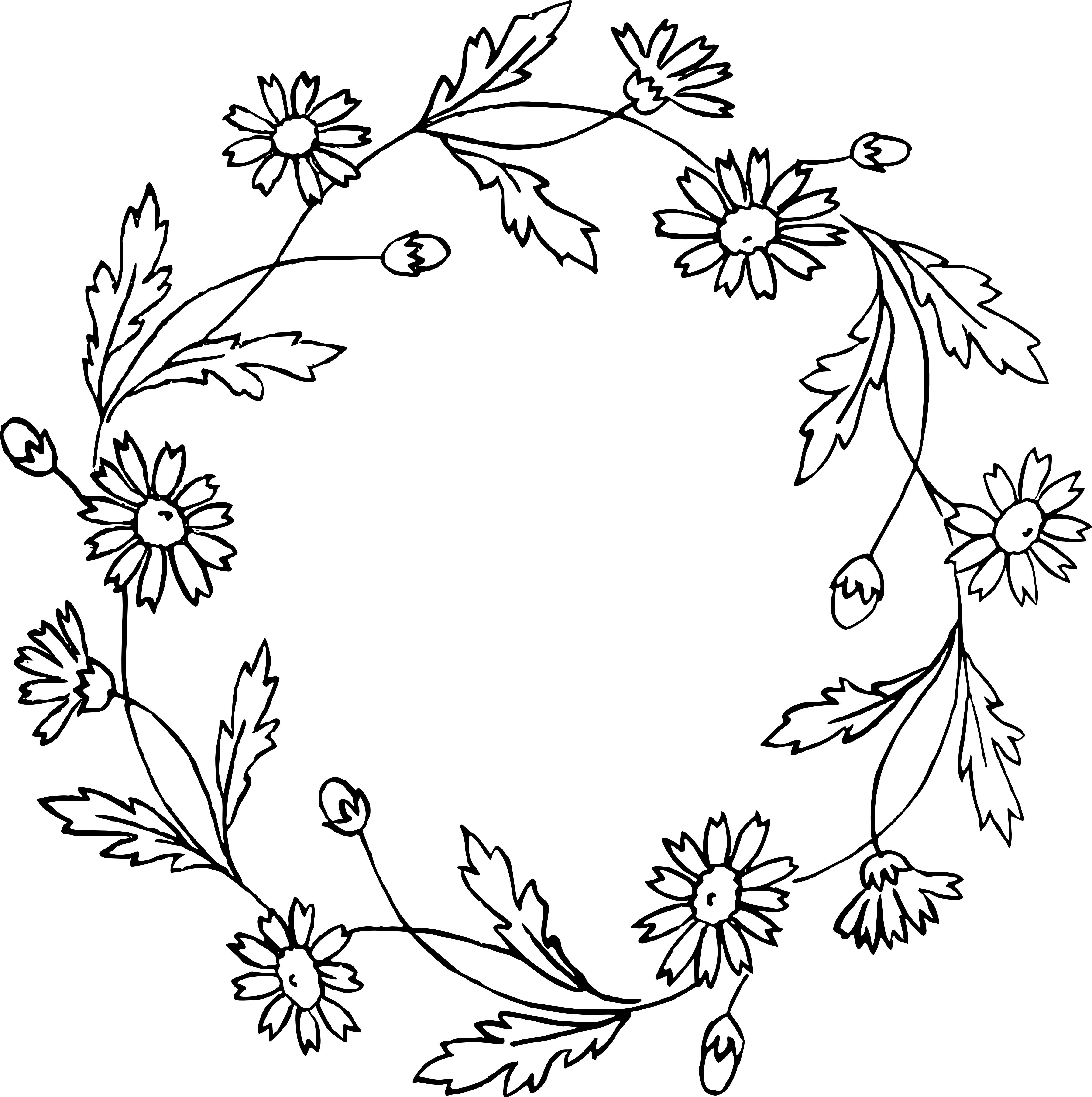 Vintage Flower Clipart Wreath Black And White.