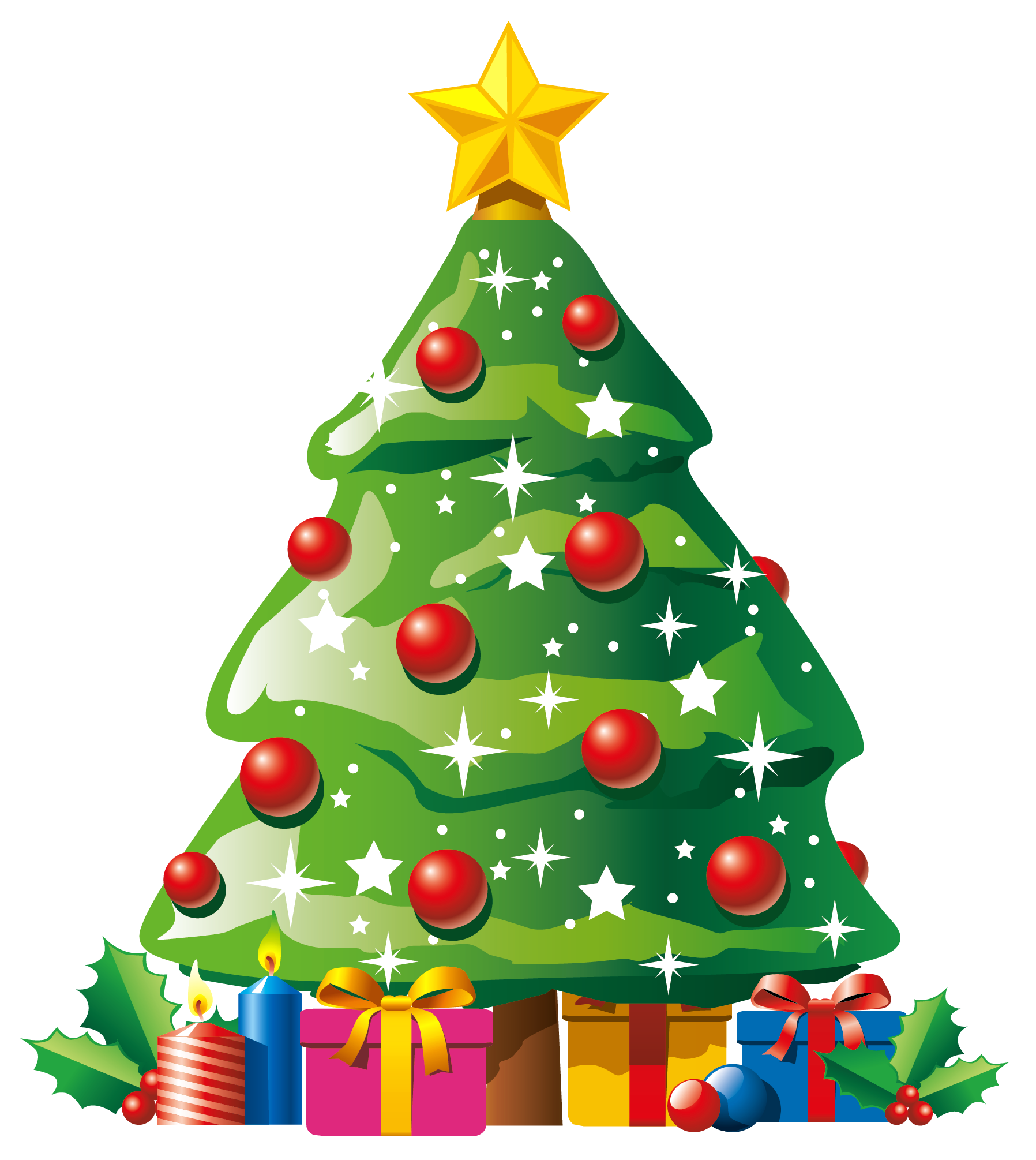 Transparent Deco Christmas Tree with Gifts Clipart.