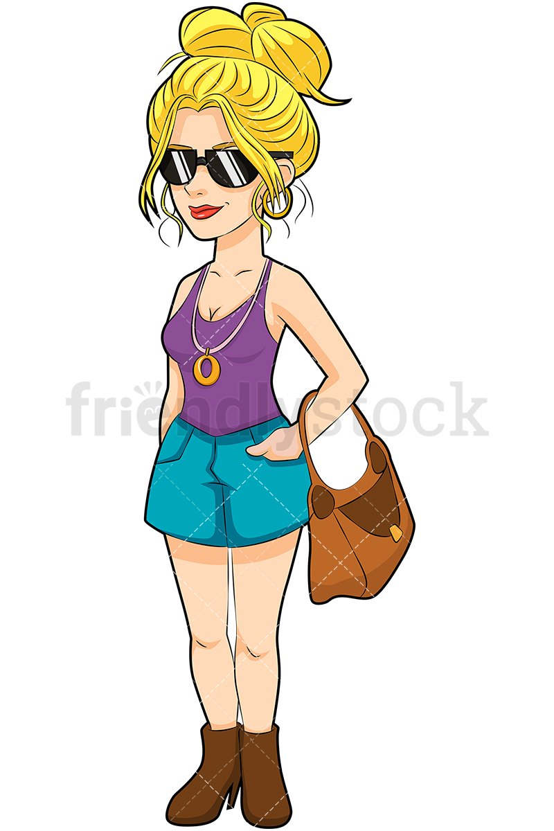 An Energetic Young Woman With Sunglasses, Carrying A Purse.
