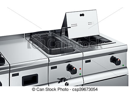 Stock Illustrations of Kitchen equipment fryer, close view.