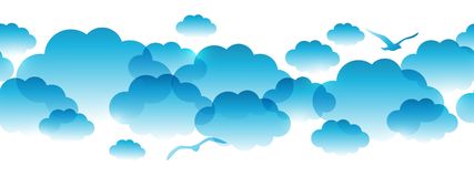 Seamless Border With Blue Clouds Stock Vector.