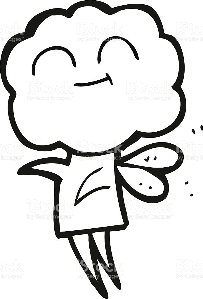 Black And White Cartoon Cute Cloud Head Imp stock vector art.