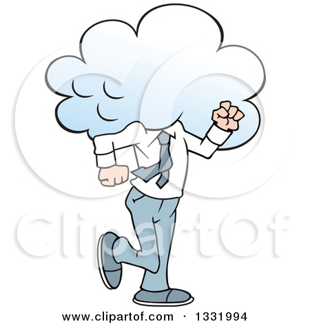 Cartoon of an Angry Lightning Storm Cloud Mascot.