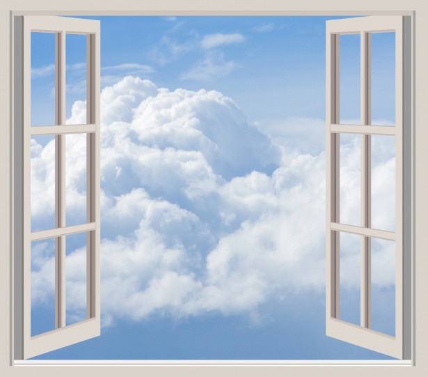 Clouds Through Window Frame Free Stock Photo.