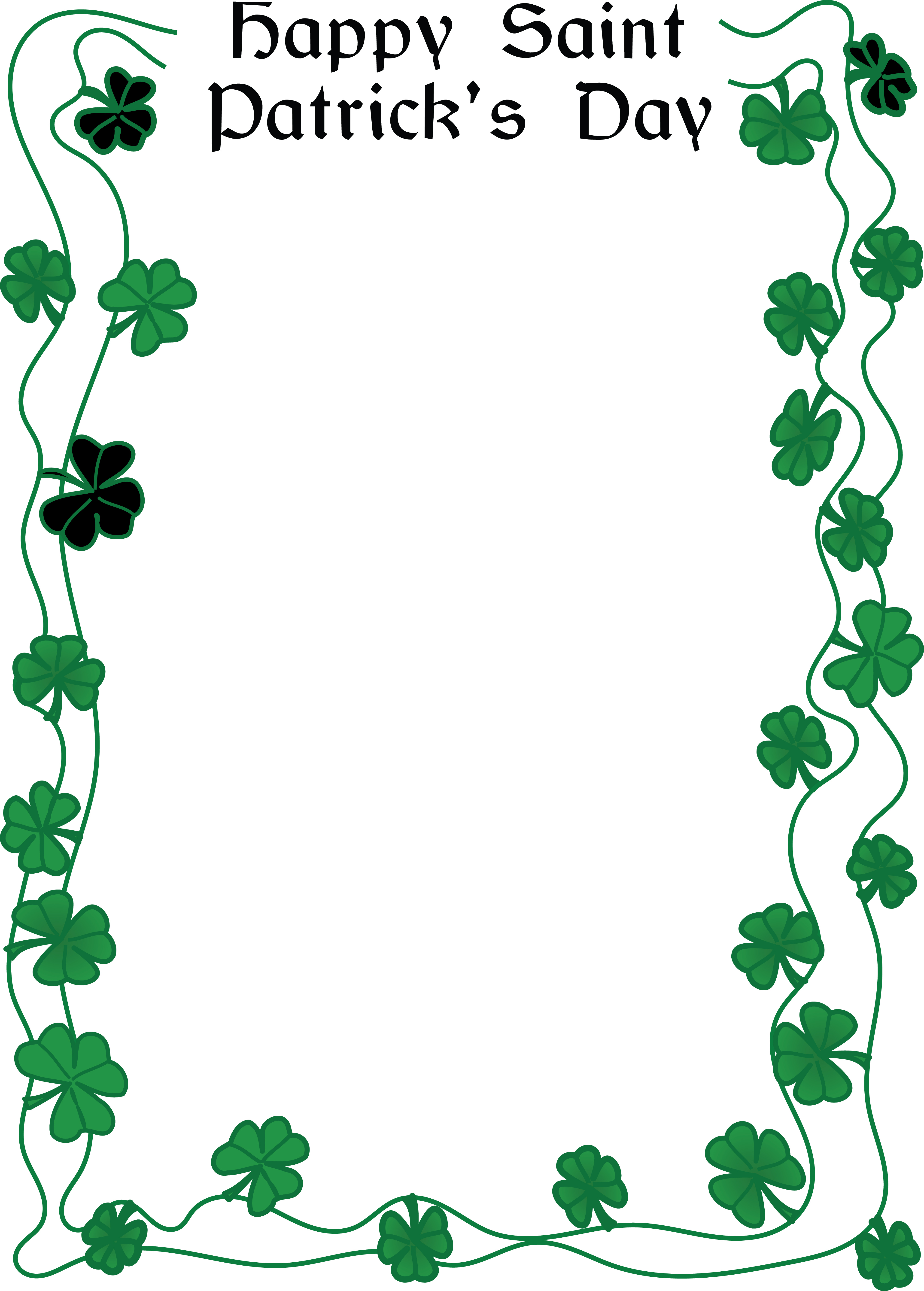 Free Clipart Of A Happy St Patricks Day Greeting and Shamrock Clover.