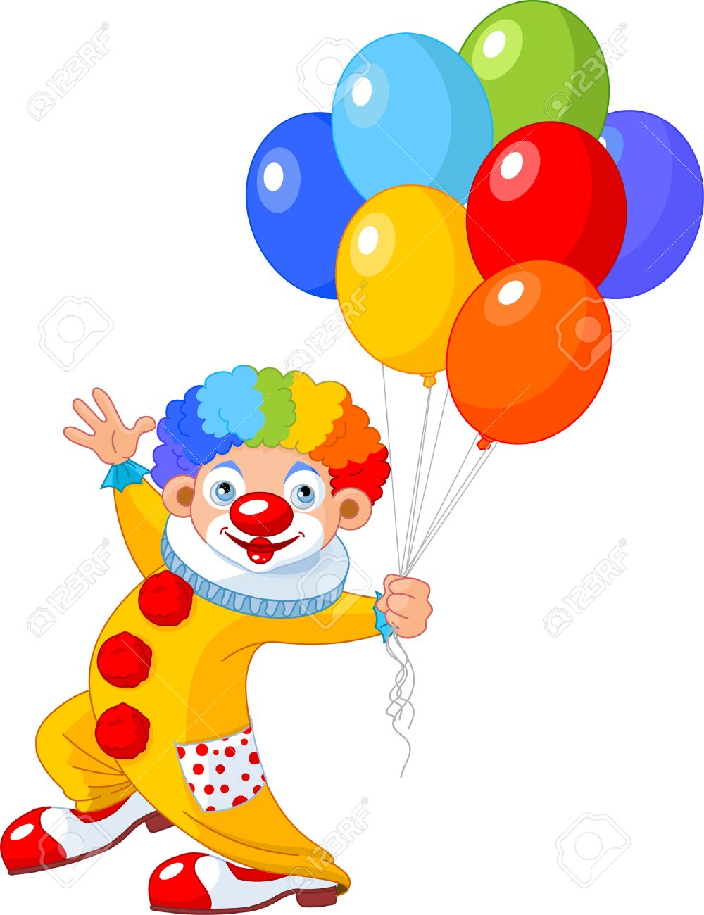 Clown Holding Balloons Clipart.