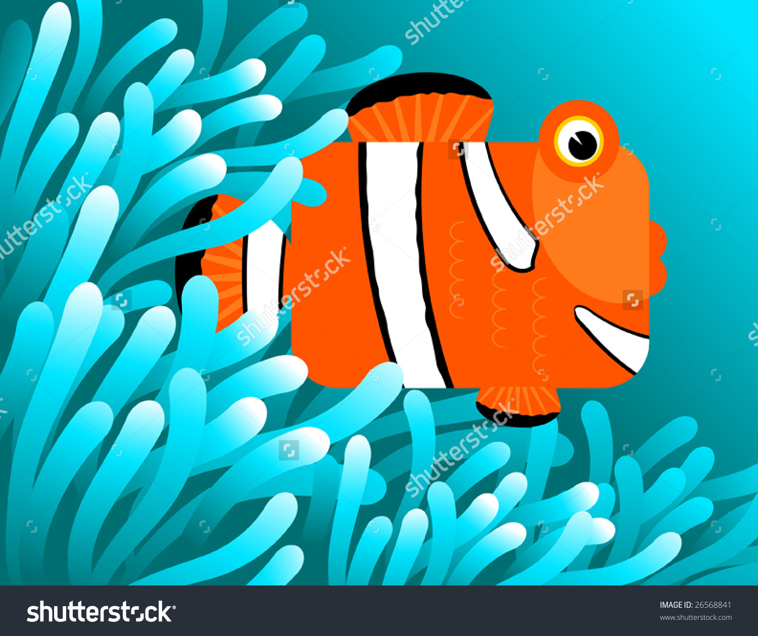 Clownfish And Sea Anemone Drawing