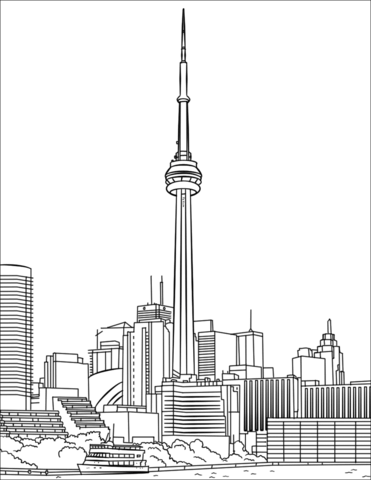 Toronto CN Tower coloring page.