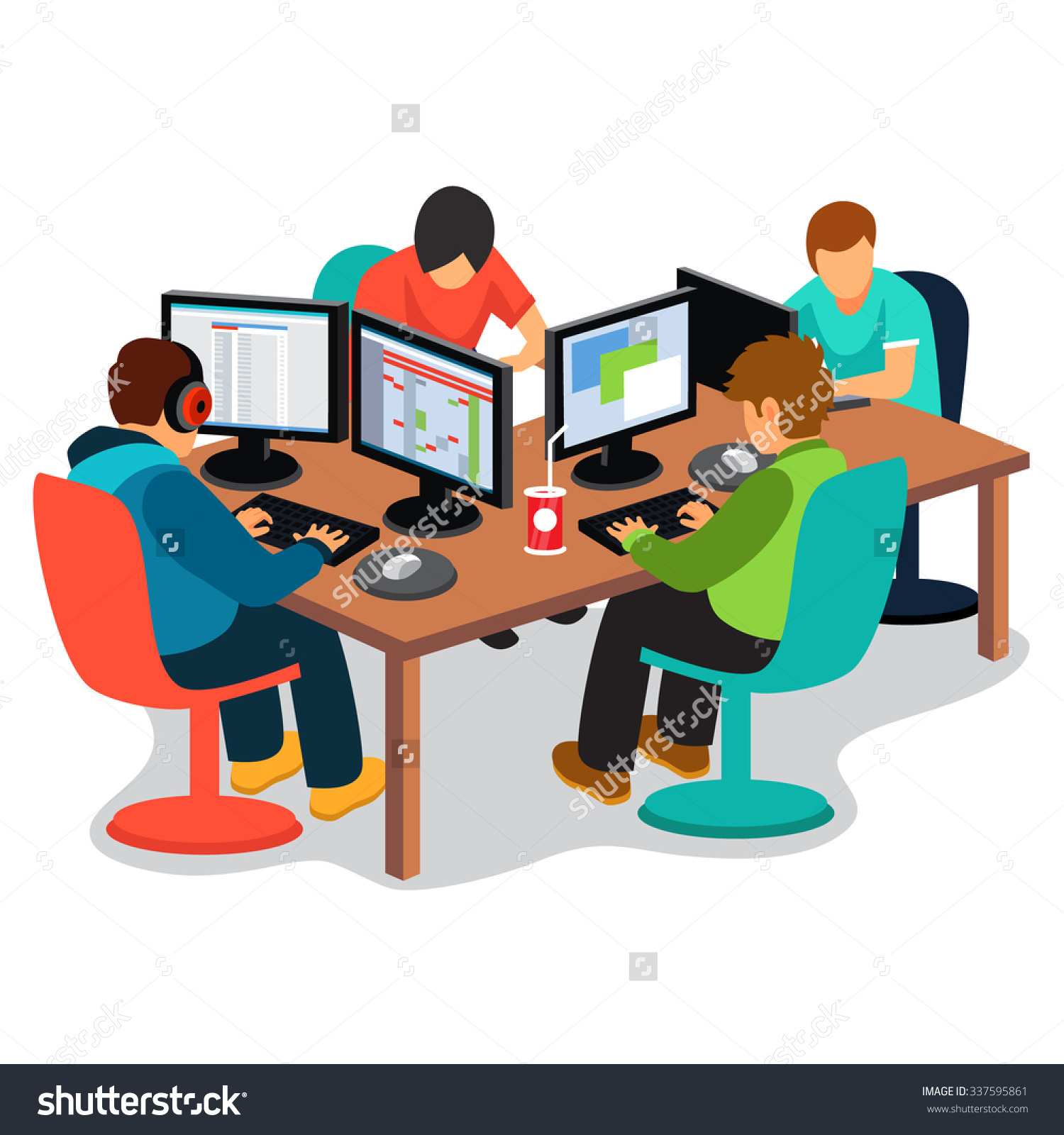 People at Computer Clip Art.