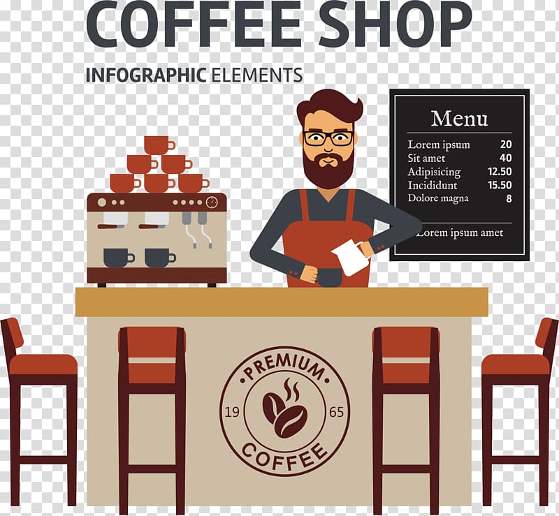 Coffee Shop infographic elements illustration, Coffee Cafe Espresso.