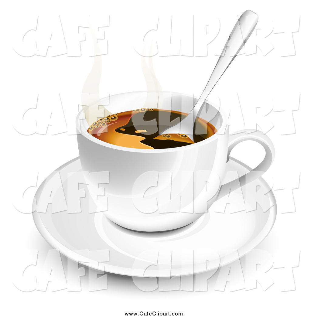 Vector Clip Art of a 3d Spoon in a Coffee Cup by Oligo.