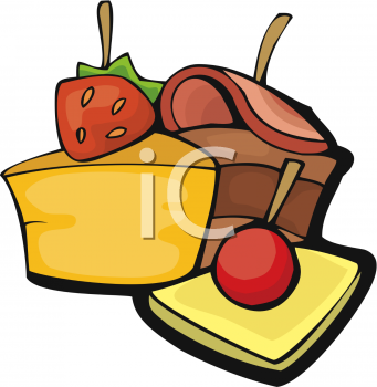 Food Clip Art of Cold Cuts and Cheese.