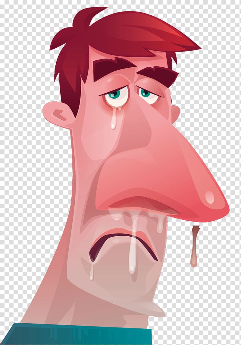 Common cold Nose Sneeze Illustration, Severe cold man.