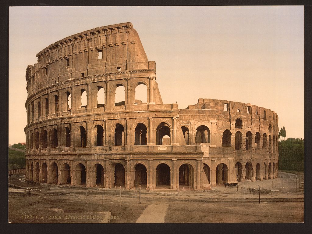 Exterior of the Coliseum, Rome, Italy].
