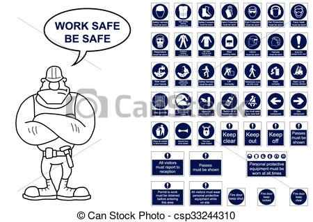 Vector Clip Art of Mandatory construction signage collection.