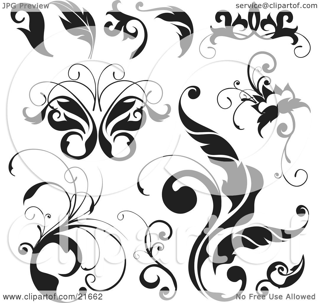 Clipart Picture Illustration of a Collection Of Black And White.